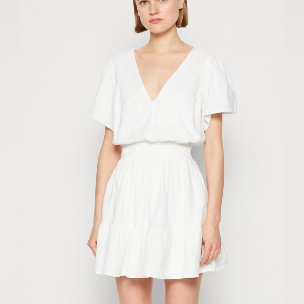 Abercrombie LINEN EASY WAIST TIERED MINI DRESS